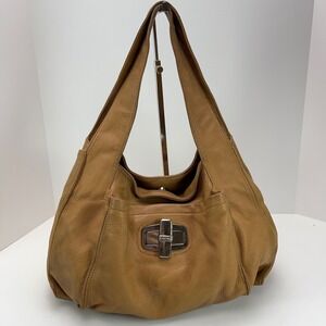 B. MAKOWSKY Hobo Bag Tan Supple Pebbled Leather Camel Tan Slouch Shoulder Purse